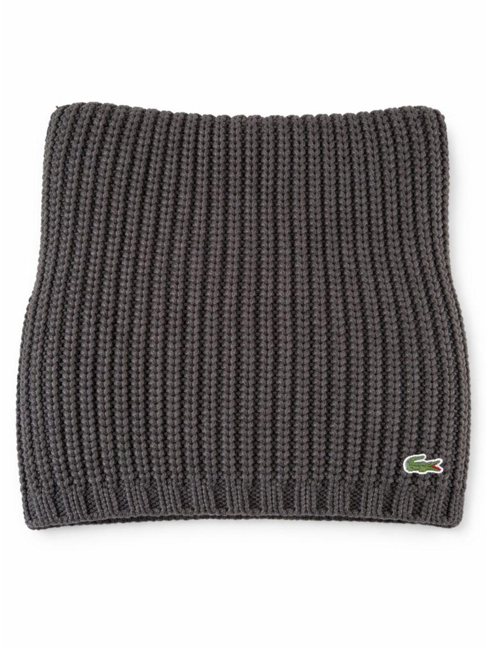 Lacoste Ribbed Knit Neck Warmer Scarf Brown One Size